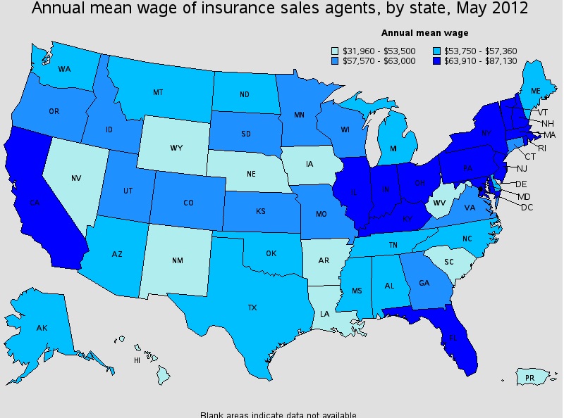 Average Health Insurance Professional Salaries, By State