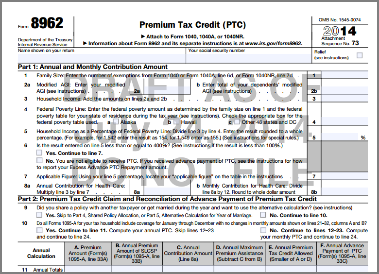 filing taxes how to deal with premium tax credits 8962 form