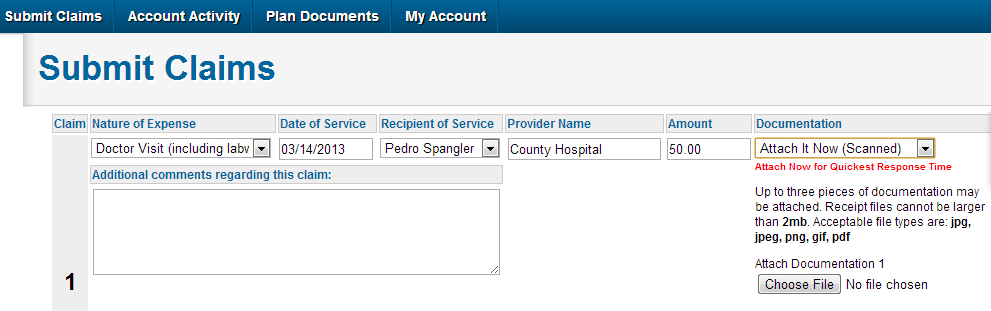 Online HRA Claim Submission