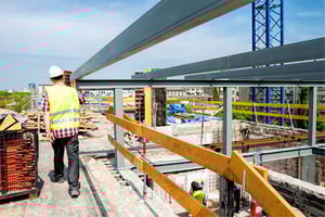 Construction of a modern building and skyscraper