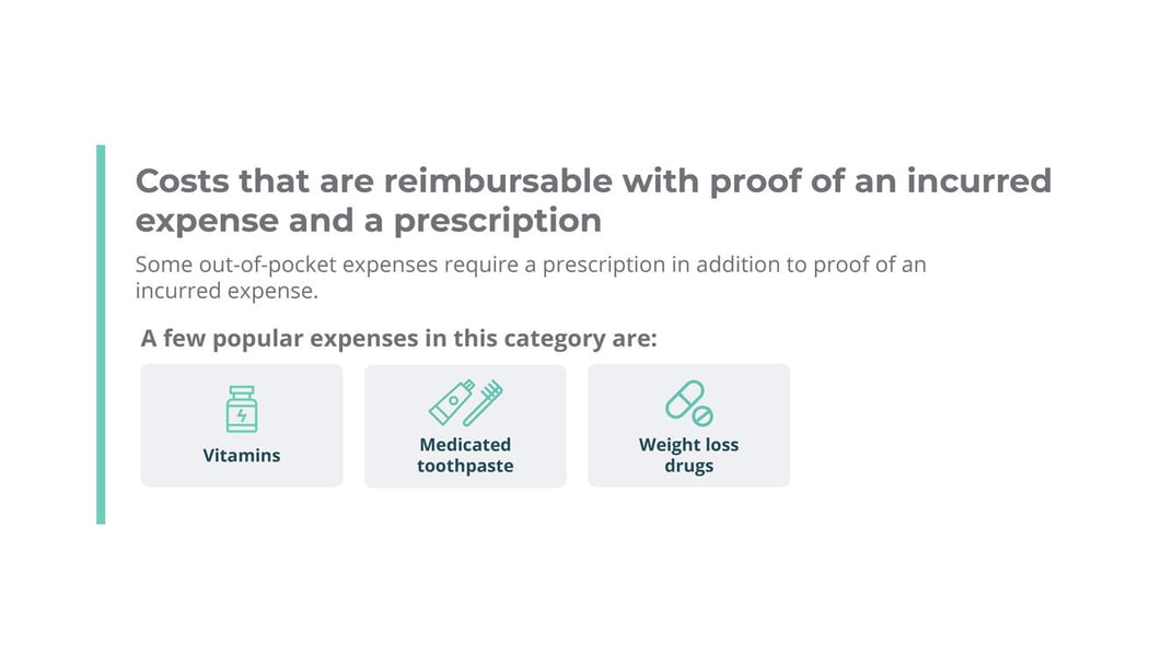 Costs that are reimbursable with proof of an incurred expense and prescription